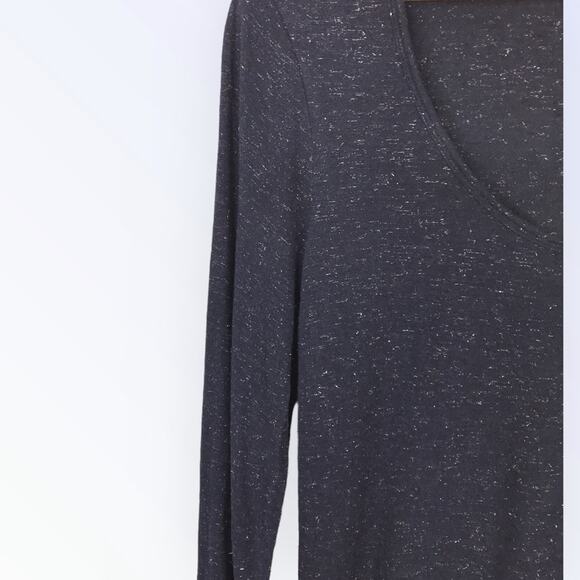 Banana Republic Navy Blue & Sliver Tee Shirt Long Sleeved Scoop Neck - Picture 2 of 5